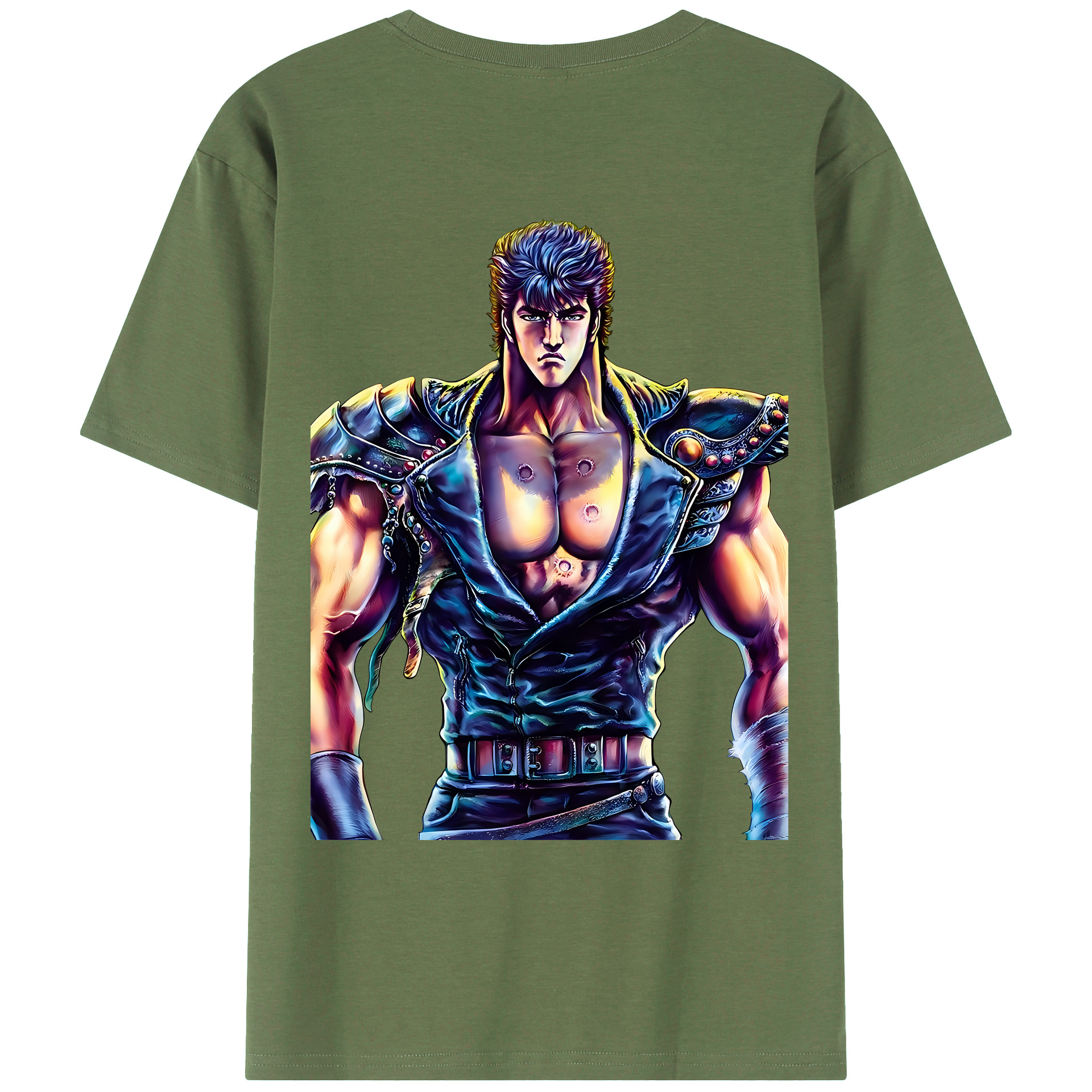 （画像用） 北斗の拳 Fist of the North Star 綿100％ メンズ半袖Tシャツ（バックプリント） 通気性